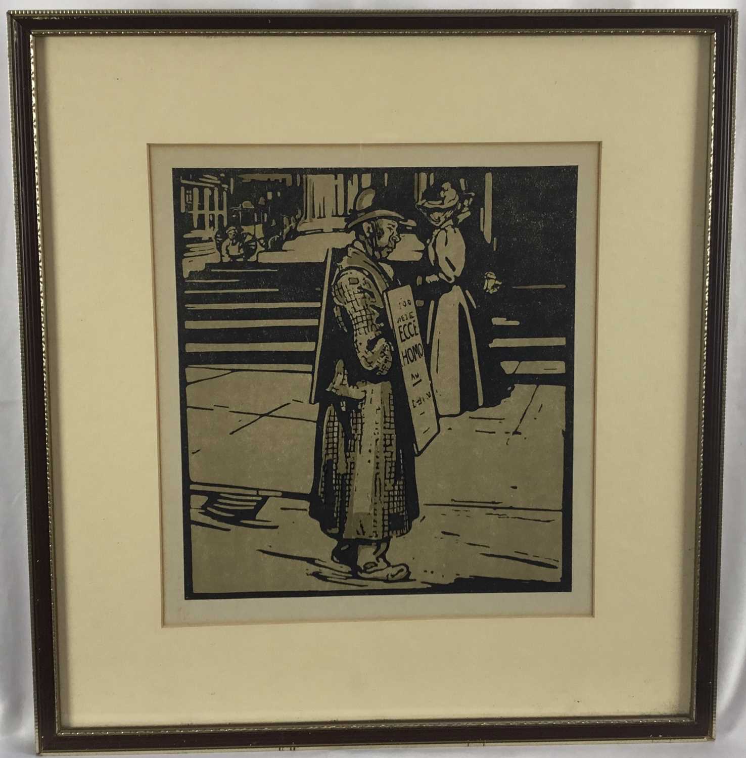 Lot 49 - After Sir William Nicholson, pair lithographs, London Types: London Coster (Hammersmith) and Sandwich Man (Trafalgar Square).  Pub. Heinemann 1898.  Framed and glazed. 43cm x 40cm.