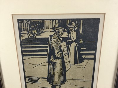 Lot 49 - After Sir William Nicholson, pair lithographs, London Types: London Coster (Hammersmith) and Sandwich Man (Trafalgar Square).  Pub. Heinemann 1898.  Framed and glazed. 43cm x 40cm.