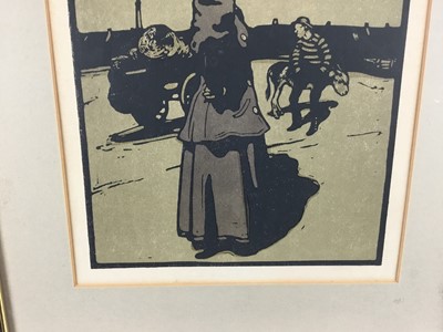 Lot 49 - After Sir William Nicholson, pair lithographs, London Types: London Coster (Hammersmith) and Sandwich Man (Trafalgar Square).  Pub. Heinemann 1898.  Framed and glazed. 43cm x 40cm.
