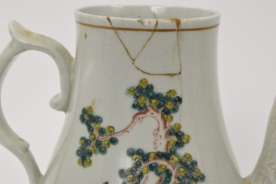 Lot 27 - 18th century Liverpool coffee pot with Chinese figures