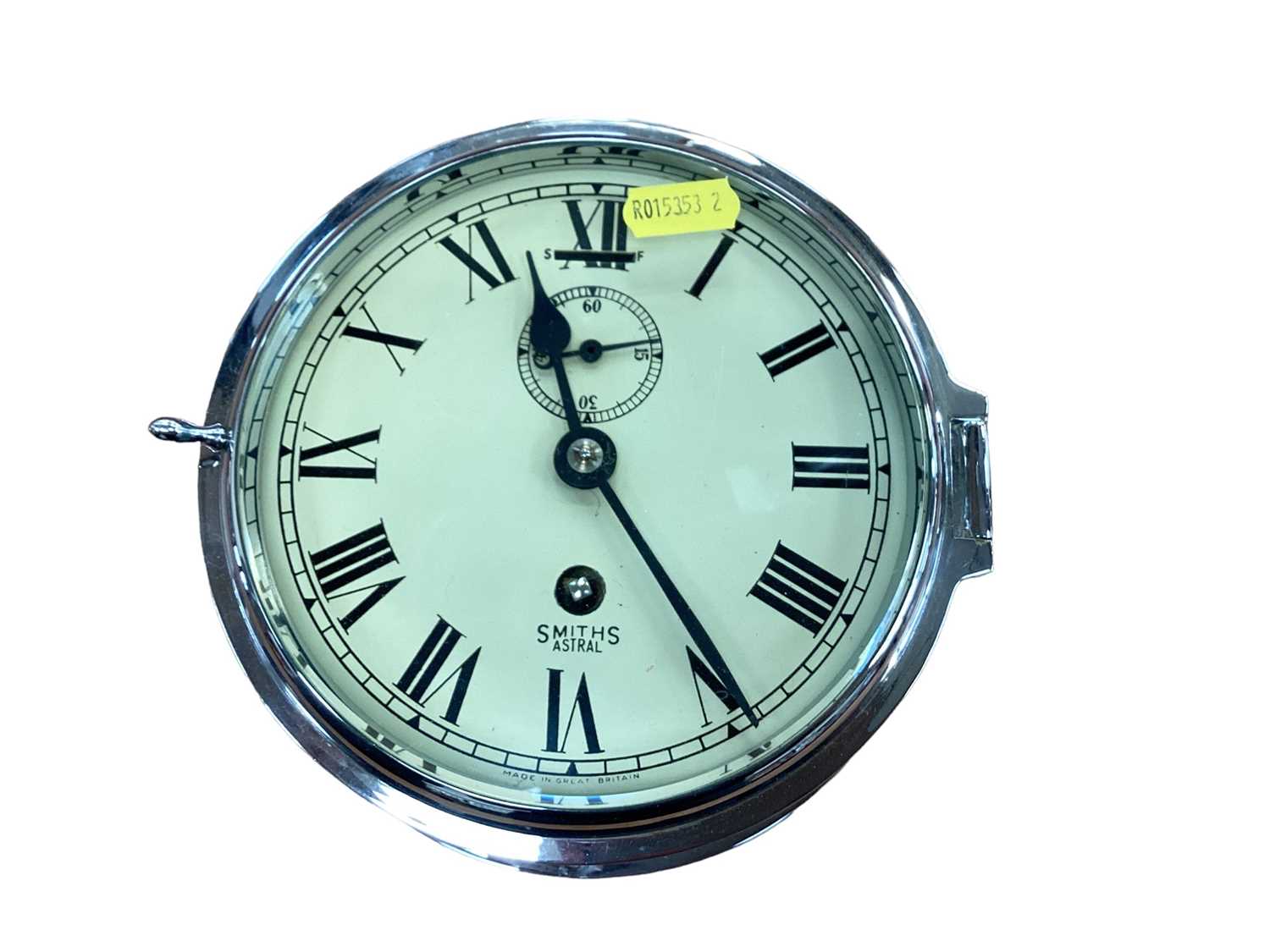 Lot 2576 - Smiths Astral ship's clock in chrome case with bevelled glass