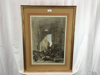 Lot 46 - After David Roberts tinted lithograph - ‘Bazaar of the Silk Mercer's, Cairo’, L. Haighe lith. 50cm x 34cm, in glazed frame