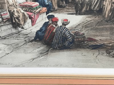 Lot 46 - After David Roberts tinted lithograph - ‘Bazaar of the Silk Mercer's, Cairo’, L. Haighe lith. 50cm x 34cm, in glazed frame