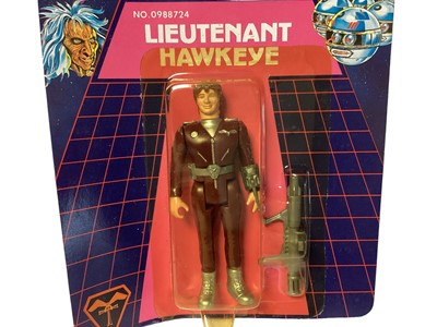 Lot 92 - Bandai (c1983) Gerry Anderson & Christopher Burrs Terrahawks action figures including Captain Mary Falconer No.0988723, Lieutenat Hawkeye No.0988724, Doctor Ninestein No.0988721, Space Sergeant 101...