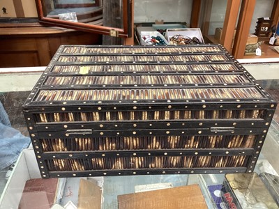 Lot 418 - Collection of antique Sinhalese porcupine quill boxes (9).