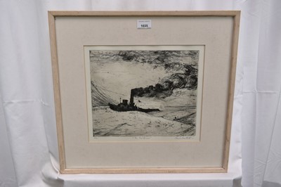 Lot 1035 - *Charles Bartlett (1921-2014) etching - The Coal Burner, signed titled and numbered 15/60, 25cm x 30cm, gallery label verso, in glazed frame
