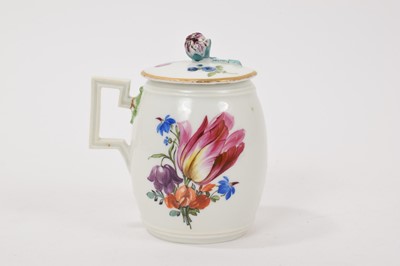 Lot 70 - Meissen barrel shaped mustard pot and cover, circa 1780