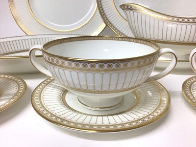 Lot 204 - Wedgwood Colonnade pattern six-eight place service for dinner and coffee, W4339 with gilded decoration, approximately 70 pieces.