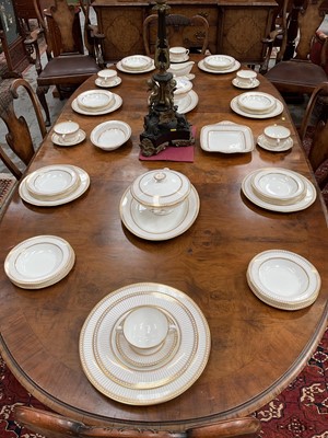 Lot 204 - Wedgwood Colonnade pattern six-eight place service for dinner and coffee, W4339 with gilded decoration, approximately 70 pieces.