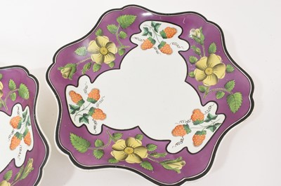 Lot 198 - Pair of Wedgwood pearlware hexagonal dishes, circa 1820, pattern number 1243