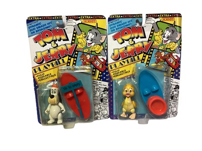 Lot 285 - Hornby (c1989) Tom & Jerry Playbill action figures including Tom, Jerry, Spike, Tyke, Droopy & Quacker, on card with bubblepack (complete set) (6)