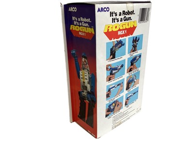 Lot 303 - Arco (c1984) Rogun RGX 1 Robot (Alternate Mode:Laser Gun) in window box No.334, plus Robot/Fighter & Multi Robot (3)