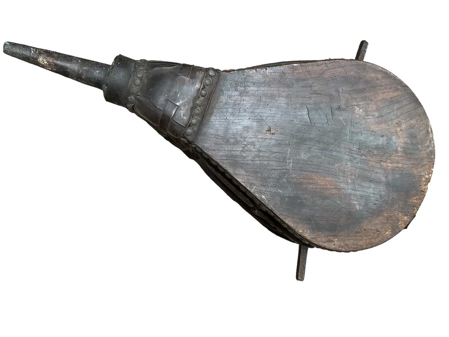 Lot 189 - Very large pair of elm blacksmiths bellows