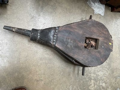 Lot 189 - Very large pair of elm blacksmiths bellows