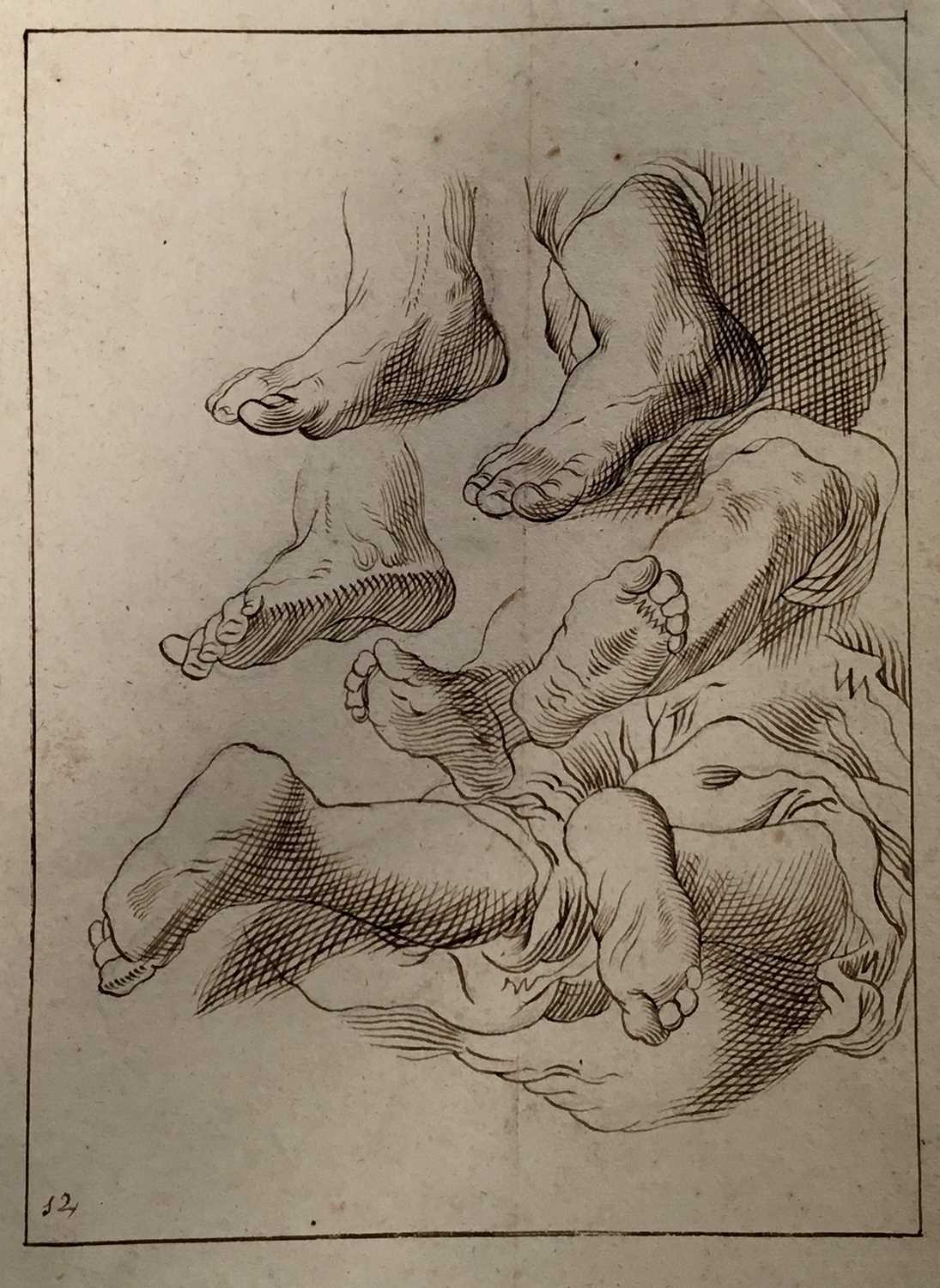 Lot 203 - Old Master pen and ink studies of feet on laid watermarked