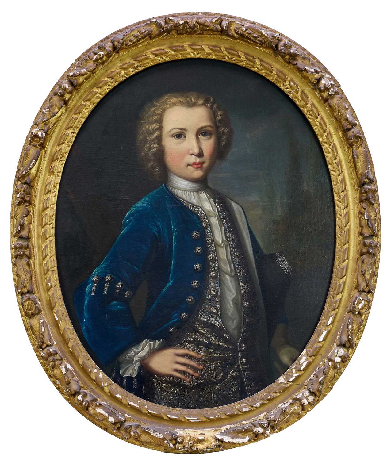 Lot 1060 - René Auguste Constantyn (c.1685- c.1726) oil on canvas, portrait of a young gentleman, named verso as Elias Le Hardy (b. 1717)