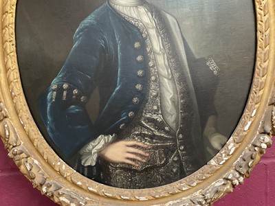 Lot 1060 - René Auguste Constantyn (c.1685- c.1726) oil on canvas, portrait of a young gentleman, named verso as Elias Le Hardy (b. 1717)