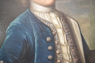 Lot 1060 - René Auguste Constantyn (c.1685- c.1726) oil on canvas, portrait of a young gentleman, named verso as Elias Le Hardy (b. 1717)