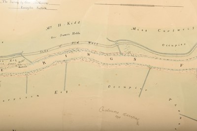 Lot 892 - 19th century hand drawn map - Plan of King's Fleet, in the parishes of Falkenham