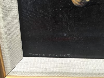 Lot 66 - Peter F. Fuller, oil on canvas - Still life of a wine ewer and glasses, fruit and walnuts, signed, 49cm x 39cm, framed