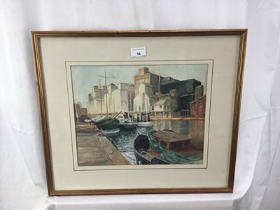 Lot 56 - Douglas Wilmer ( Sherlock Holmes actor) signed watercolour 'Albion Wharf Ipswich '
