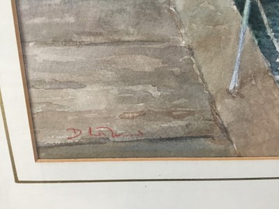 Lot 56 - Douglas Wilmer ( Sherlock Holmes actor) signed watercolour 'Albion Wharf Ipswich '
