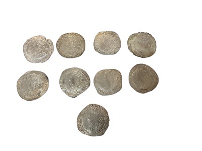Lot 470 - G.B. - Charles I silver hammered Shillings group F sixth large 'Briot's' bust type 4.4 m/m triangle 1639-1640 x 9 coins, N.B. Mixed grades, generally AF-AEF (Spink ref: 2799) (9 coins)