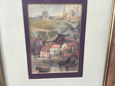 Lot 58 - John Sowden (1838-1926) signed watercolour 1909 - Whitby East Cliff, 18cm x 12.5cm, in glazed frame