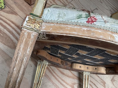 Lot 1501 - Pair of 18th century painted open armchairs, in the Louis XVI style