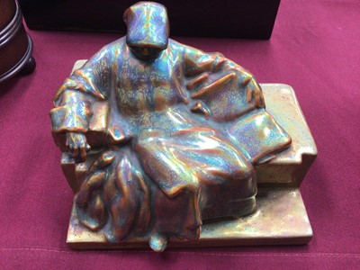 Lot 1507 - Early 20th century Zsolnay iridescent figure of Anonymous, and another. girl with shell