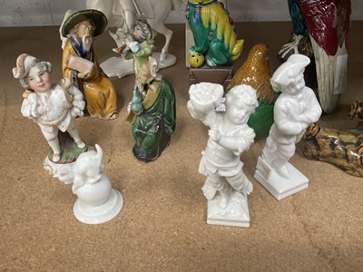 Lot 1510 - Two small Berlin porcelain figures other white glazed and similar porcelain figures