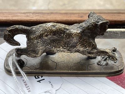Lot 1523 - Pierre Jules Mene (1810-1877), miniature bronze of a cat and its prey