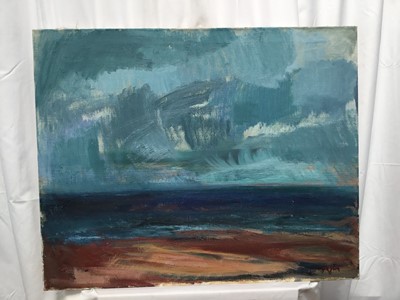 Lot 13 - Continental School, second half 20th century, oil on canvas - Beach View, indistinctly signed, unframed