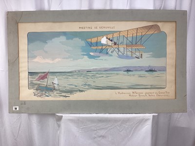 Lot 3 - Marguerite Gamy (1883-1936) hand coloured lithograph - 'Meeting De Deauville', published 1913, 44cm x 89cm, mounted