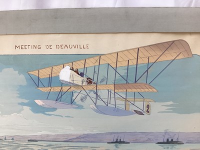 Lot 3 - Marguerite Gamy (1883-1936) hand coloured lithograph - 'Meeting De Deauville', published 1913, 44cm x 89cm, mounted