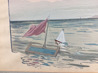 Lot 3 - Marguerite Gamy (1883-1936) hand coloured lithograph - 'Meeting De Deauville', published 1913, 44cm x 89cm, mounted