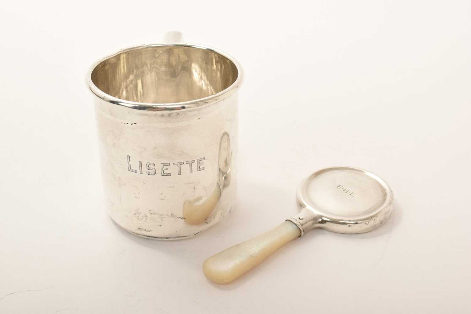 Lot 96 - Tiffany rattle and a christening mug
