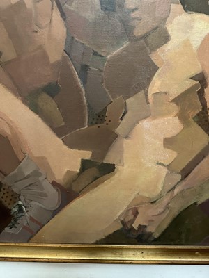 Lot 1187 - *Cornelius McCarthy (1935-2009) oil on canvas - Male nudes, signed and dated '85, 127cm x 101cm, framed
