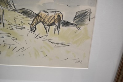 Lot 1105 - *Kyffin Williams (1918-2006) pencil and watercolour - 'Ponies, Tre-Arddur, initialled, 29cm x 40cm, in glazed frame