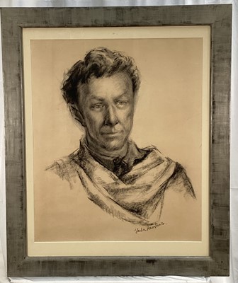 Lot 390 - Shelia Hawkins (1905 - 1999) Two charcoal portraits of John Gregory, dancer, choreographer, writer and artist who along with his wife Barbara Vernon founded Harlequin Ballet Company which initially...
