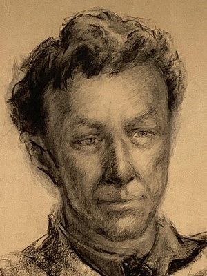 Lot 390 - Shelia Hawkins (1905 - 1999) Two charcoal portraits of John Gregory, dancer, choreographer, writer and artist who along with his wife Barbara Vernon founded Harlequin Ballet Company which initially...