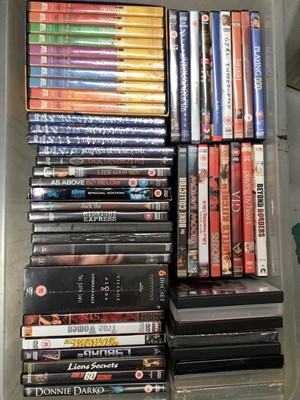 Lot 323 - Six boxes of DVDs including boxed sets and two boxes of CDs
