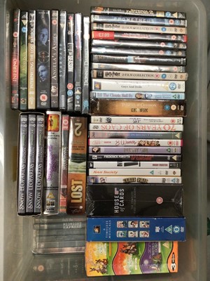 Lot 323 - Six boxes of DVDs including boxed sets and two boxes of CDs
