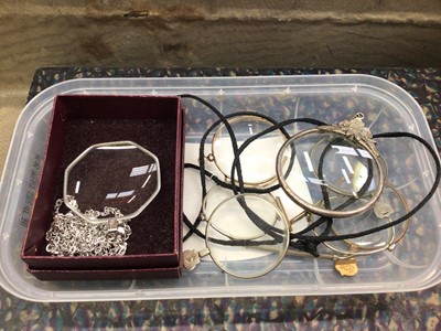 Lot 34 - Group of silver mounted dressing table mirrors and brushes including enamelled and tortoiseshell, pair of silver handled glove stretchers, other items, cased manicure set and a collection of eye...
