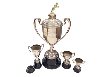 Lot 35 - Six silver tennis related trophies on stands and four plated (10)