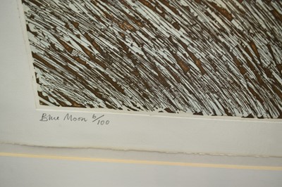 Lot 911 - *Sally McLaren (b.1936) limited edition etching - Blue Moon, signed and numbered 6/100, in glazed frame