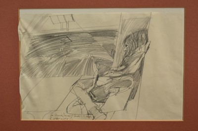 Lot 905 - *Paul Hogarth (1917-2001) two pencil sketches, 'For David', signed and dated 1960's, the first 30cm x 43cm, the second 35cm x 28cm, in glazed frames (2)