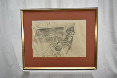 Lot 905 - *Paul Hogarth (1917-2001) two pencil sketches, 'For David', signed and dated 1960's, the first 30cm x 43cm, the second 35cm x 28cm, in glazed frames (2)