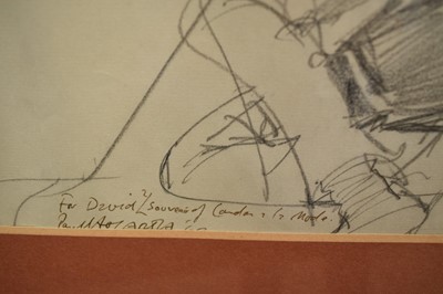 Lot 905 - *Paul Hogarth (1917-2001) two pencil sketches, 'For David', signed and dated 1960's, the first 30cm x 43cm, the second 35cm x 28cm, in glazed frames (2)