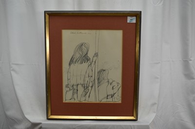 Lot 905 - *Paul Hogarth (1917-2001) two pencil sketches, 'For David', signed and dated 1960's, the first 30cm x 43cm, the second 35cm x 28cm, in glazed frames (2)